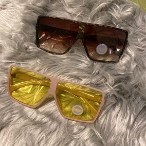 Yellow and Tan Sunglasses and cheetah print brown Sunglasses